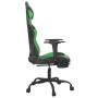Silla gaming con reposapiés cuero sintético negro verde en Sillas gaming | Comprar online en Foro24