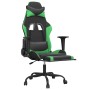 Silla gaming con reposapiés cuero sintético negro verde en Sillas gaming | Comprar online en Foro24