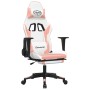 Silla gaming con reposapiés cuero sintético blanco y rosa en Sillas gaming | Comprar online en Foro24
