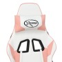 Silla gaming con reposapiés cuero sintético blanco y rosa en Sillas gaming | Comprar online en Foro24