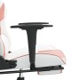 Silla gaming con reposapiés cuero sintético blanco y rosa en Sillas gaming | Comprar online en Foro24