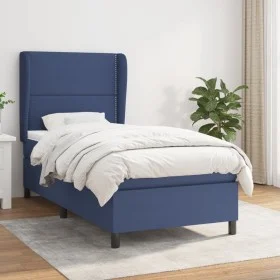 Box spring bed with blue fabric mattress 90x190 cm by , Beds and slatted bases - Ref: Foro24-3127851, Price: 332,17 €, Discou...