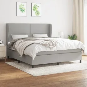 Box spring bed with light gray fabric mattress 160x200 cm by , Beds and slatted bases - Ref: Foro24-3127893, Price: 534,84 €,...