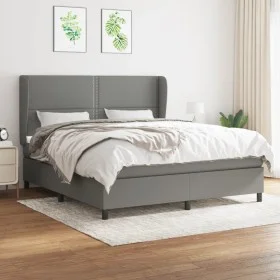 Box spring bed with dark gray fabric mattress 180x200 cm by , Beds and slatted bases - Ref: Foro24-3127902, Price: 606,32 €, ...