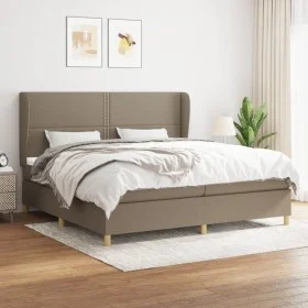 Box spring bed with taupe gray fabric mattress 200x200 cm by , Beds and slatted bases - Ref: Foro24-3128473, Price: 697,82 €,...