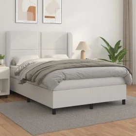 Box spring bed with white synthetic leather mattress 140x200cm by , Beds and slatted bases - Ref: Foro24-3128974, Price: 520,...