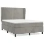Box spring bed with light gray velvet mattress 140x190 cm by , Beds and slatted bases - Ref: Foro24-3129147, Price: 525,02 €,...