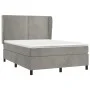 Box spring bed with light gray velvet mattress 140x190 cm by , Beds and slatted bases - Ref: Foro24-3129147, Price: 525,02 €,...