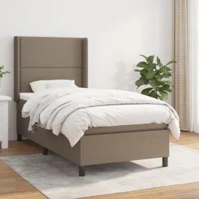 Box spring bed with taupe gray fabric mattress 90x190 cm by , Beds and slatted bases - Ref: Foro24-3131317, Price: 351,25 €, ...