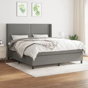 Box spring bed with dark gray fabric mattress 160x200 cm by , Beds and slatted bases - Ref: Foro24-3131362, Price: 552,35 €, ...