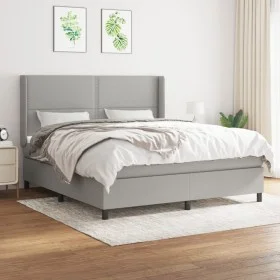 Box spring bed with light gray fabric mattress 180x200 cm by , Beds and slatted bases - Ref: Foro24-3131369, Price: 570,71 €,...