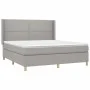 Box spring bed with light gray fabric mattress 160x200 cm by , Beds and slatted bases - Ref: Foro24-3131921, Price: 524,66 €,...