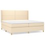 Cama box spring con colchón tela color crema 200x200 cm de , Camas y somieres - Ref: Foro24-3131942, Precio: 594,57 €