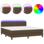 Cama box spring colchón luces LED tela marrón oscuro 180x200cm de , Camas y somieres - Ref: Foro24-3133096, Precio: 532,27 €,...