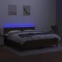 Box spring bed mattress LED lights dark brown fabric 180x200cm by , Beds and slatted bases - Ref: Foro24-3133096, Price: 519,...