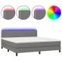 Box spring bed mattress and LED lights dark gray fabric 180x200 cm by , Beds and slatted bases - Ref: Foro24-3133094, Price: ...