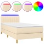 Cama box spring con colchón y LED tela crema 90x190 cm de , Camas y somieres - Ref: Foro24-3133842, Precio: 308,17 €, Descuen...