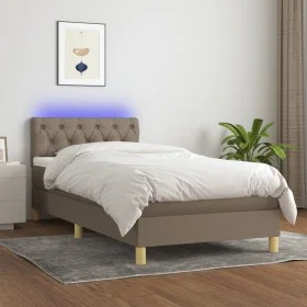 Box spring bed with LED mattress taupe gray fabric 80x200 cm by , Beds and slatted bases - Ref: Foro24-3133913, Price: 310,95...