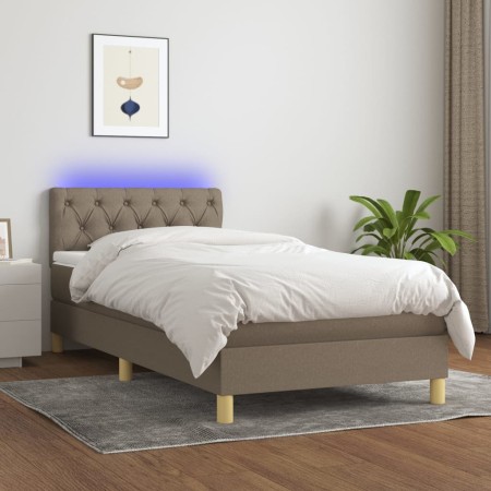 Box spring bed with LED mattress taupe gray fabric 80x200 cm by , Beds and slatted bases - Ref: Foro24-3133913, Price: 304,42...