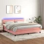 Cama box spring colchón y LED terciopelo rosa 160x200 cm de , Camas y somieres - Ref: Foro24-3134356, Precio: 445,20 €, Descu...
