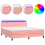 Boxspringbett mit Matratze und LED-Rosa-Samt 160x200 cm von , Betten und Lattenroste - Ref: Foro24-3134356, Preis: 454,68 €, ...