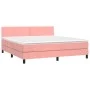 Box spring bed with mattress and LED pink velvet 160x200 cm by , Beds and slatted bases - Ref: Foro24-3134356, Price: 442,90 ...