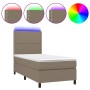 Box spring bed with mattress and LED lights taupe gray fabric 90x190 cm by , Beds and slatted bases - Ref: Foro24-3134761, Pr...