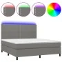 Box spring bed mattress and LED lights dark gray fabric 160x200 cm by , Beds and slatted bases - Ref: Foro24-3134806, Price: ...