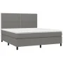 Box spring bed mattress and LED lights dark gray fabric 160x200 cm by , Beds and slatted bases - Ref: Foro24-3134806, Price: ...