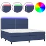 Cama box spring colchón y luces LED tela azul 200x200 cm de , Camas y somieres - Ref: Foro24-3134827, Precio: 654,82 €, Descu...