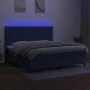 Cama box spring colchón y luces LED tela azul 200x200 cm de , Camas y somieres - Ref: Foro24-3134827, Precio: 654,82 €, Descu...