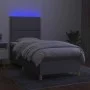 Box spring bed mattress and LED lights light gray fabric 90x200 cm by , Beds and slatted bases - Ref: Foro24-3135325, Price: ...