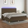 Box spring bed mattress LED lights dark brown fabric 200x200 cm by , Beds and slatted bases - Ref: Foro24-3135304, Price: 652...