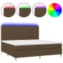 Box spring bed mattress LED lights dark brown fabric 200x200 cm by , Beds and slatted bases - Ref: Foro24-3135304, Price: 652...