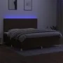 Box spring bed mattress LED lights dark brown fabric 200x200 cm by , Beds and slatted bases - Ref: Foro24-3135304, Price: 652...