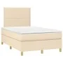 Box spring bed with mattress and LED cream fabric 120x200 cm by , Beds and slatted bases - Ref: Foro24-3135346, Price: 409,20...