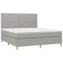 Box spring bed mattress and LED lights light gray fabric 160x200 cm by , Beds and slatted bases - Ref: Foro24-3135365, Price:...
