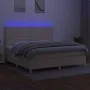 Box spring bed mattress and LED lights cream fabric 200x200 cm by , Beds and slatted bases - Ref: Foro24-3135386, Price: 599,...