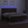 Box spring bed mattress LED lights dark brown fabric 200x200 cm by , Beds and slatted bases - Ref: Foro24-3135704, Price: 711...
