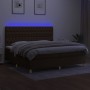 Cama box spring colchón luces LED tela marrón oscuro 200x200 cm de , Camas y somieres - Ref: Foro24-3135704, Precio: 702,24 €