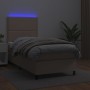 Cama box spring colchón LED cuero sintético capuchino 80x200 cm