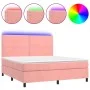 Boxspringbett mit Matratze und LED-Rosa-Samt 160x200 cm von , Betten und Lattenroste - Ref: Foro24-3136076, Preis: 515,18 €, ...