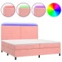 Box spring bed with mattress and LED pink velvet 200x200 cm by , Beds and slatted bases - Ref: Foro24-3136088, Price: 574,90 ...