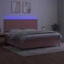 Box spring bed with mattress and LED pink velvet 200x200 cm by , Beds and slatted bases - Ref: Foro24-3136088, Price: 574,90 ...