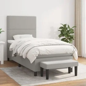 Box spring bed with light gray fabric mattress 80x200 cm by , Beds and slatted bases - Ref: Foro24-3136469, Price: 315,65 €, ...