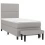 Box spring bed with light gray fabric mattress 80x200 cm by , Beds and slatted bases - Ref: Foro24-3136469, Price: 315,65 €, ...