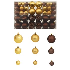 Lote de bolas de Navidad 100 uds marrón/bronce/dorado 3/4/6 cm