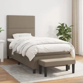 Box spring bed with taupe gray fabric mattress 90x190 cm by , Beds and slatted bases - Ref: Foro24-3136481, Price: 375,39 €, ...