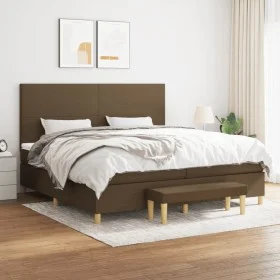 Box spring bed with dark brown fabric mattress 200x200 cm by , Beds and slatted bases - Ref: Foro24-3137024, Price: 744,22 €,...