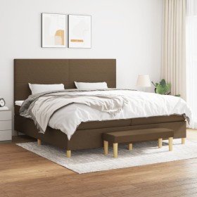Cama box spring con colchón tela marrón oscuro 200x200 cm de , Camas y somieres - Ref: Foro24-3137024, Precio: 728,80 €, Desc...